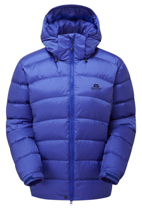 Mountain Equipment Lightline Women's Jacket in Clematis - front view showing Drilite Loft outer and zip-off Mountain Insulated Hood