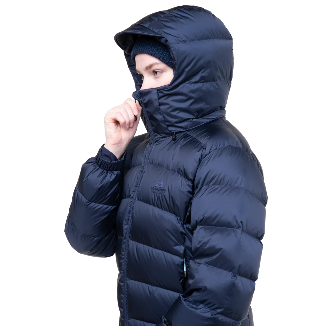 Mountain Equipment Lightline Women's Jacket in Cosmos - side view showing dual tether hem drawcords and adjustable elasticated cuffs