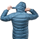 Zipped hand warmer pocket detail on Mountain Equipment Lightline Women's Jacket in Stellar Blue