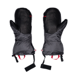 Mountain Equipment Redline Mitt in Obsidian/Black - palm view showing water-resistant goatskin leather reinforcements