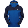 Mountain Equipment Saltoro GORE-TEX Men's Jacket in Acid/Fir Green - front view showing hybrid GORE-TEX and GORE-TEX Paclite construction