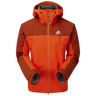 Mountain Equipment Saltoro GORE-TEX Men's Jacket in Magma/Bracken - front view showing hybrid GORE-TEX and GORE-TEX Paclite construction