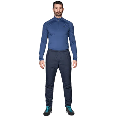 Mountain Equipment Switch Men's Pant in Cosmos packed down showing lightweight packable construction for alpine and expedition use