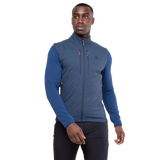 Mountain Equipment Switch Men's Vest in Dusk/Cosmos - front view showing 20D RS Nylon outer and Octayarn warp-knit lining
