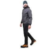 Mountain Equipment Switch Pro Hooded Men's Jacket in Anvil Grey - back view showing active fit and Pontetorto Tecnostretch side panels
