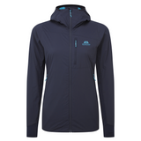 Mountain Equipment Switch Pro Hooded Women's Jacket in Cosmos - front view showing active fit and Pontetorto Tecnostretch side panels