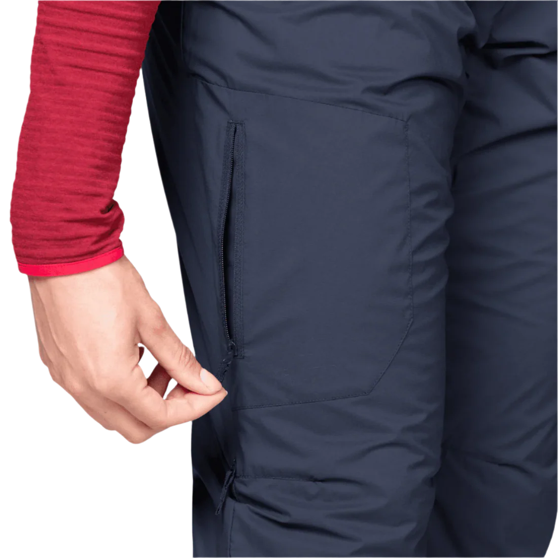 Mountain Equipment Switch Women's Pant in Cosmos - lifestyle view showing fast drying windproof insulated legwear for cold weather mountaineering