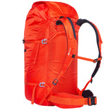 Mountain Equipment Tupilak 45+ Backpack in Magma - back view showing EVA back panel and shoulder straps