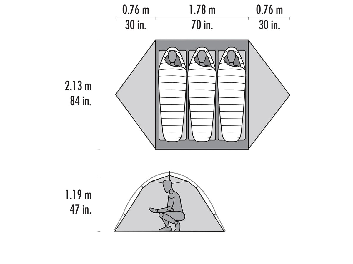 MSR Access 3 four-season tent packed in stuff sack showing ultralight 1.99kg weight for backcountry ski touring