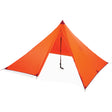 MSR Front Range ultralight 4-person tarp shelter pitched in alpine terrain for ski touring and mountaineering