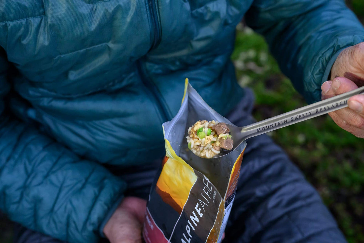MSR Titan Long Spoon in backcountry meal use