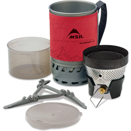 MSR WindBurner 1.0L windproof camping stove system in red with integrated pot and bowl for backpacking and tramping in New Zealand