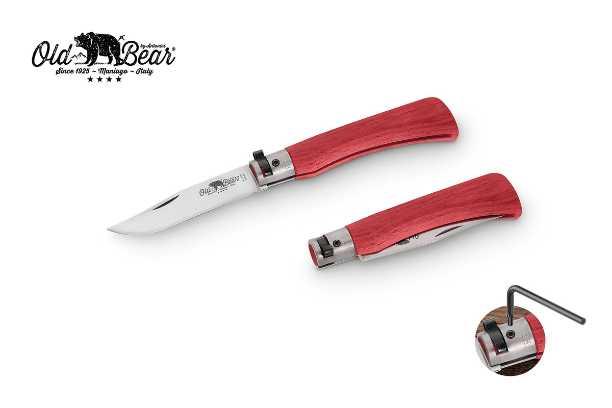 Old Bear Full Colour folding knife in red
