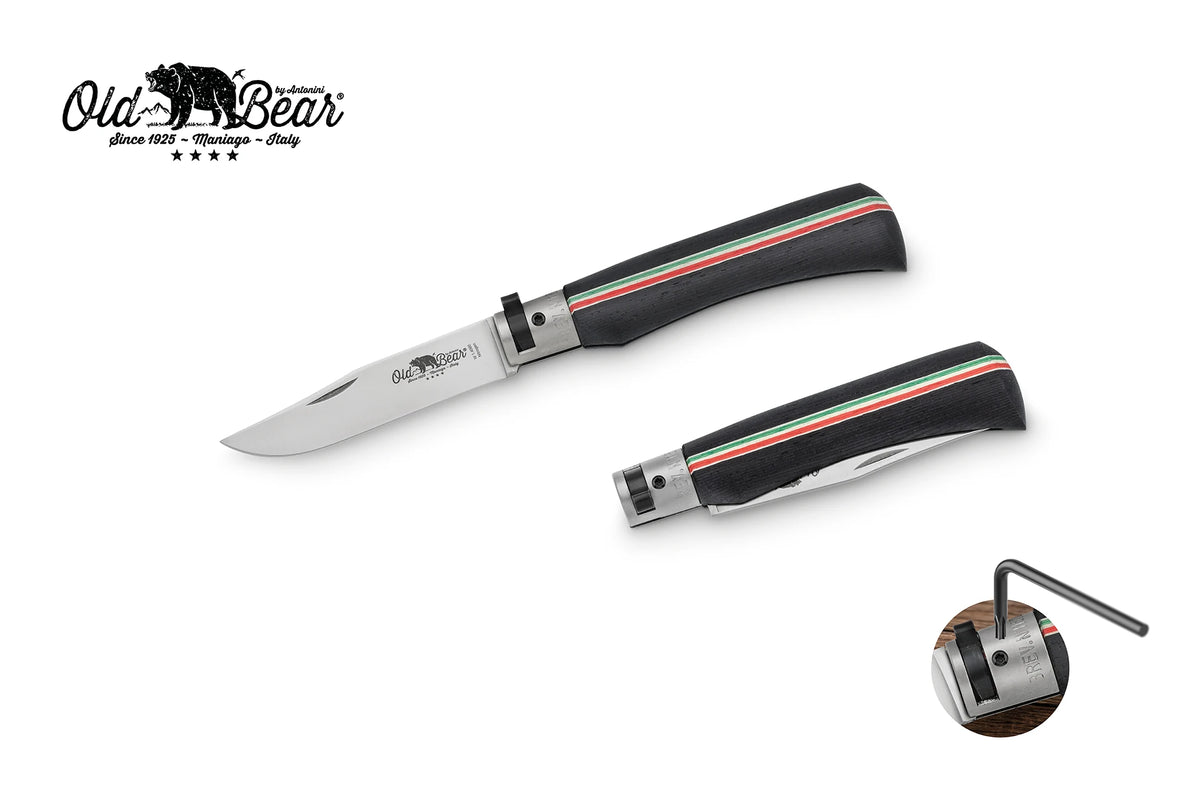 Old Bear World Italy laminated wood folding knife, medium