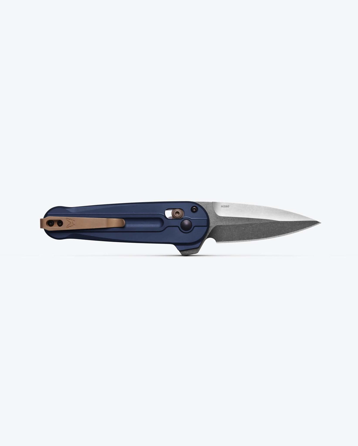 Lowden™ Crater Blue Aluminum Tactical Knife - Back Handle Detail Open | Benchmade Knife Co.
