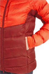 Rab Women's Glaceon Pro Down Jacket in Red Grapefruit/Tuscan Red (styling reference) - Hand Pocket Detail