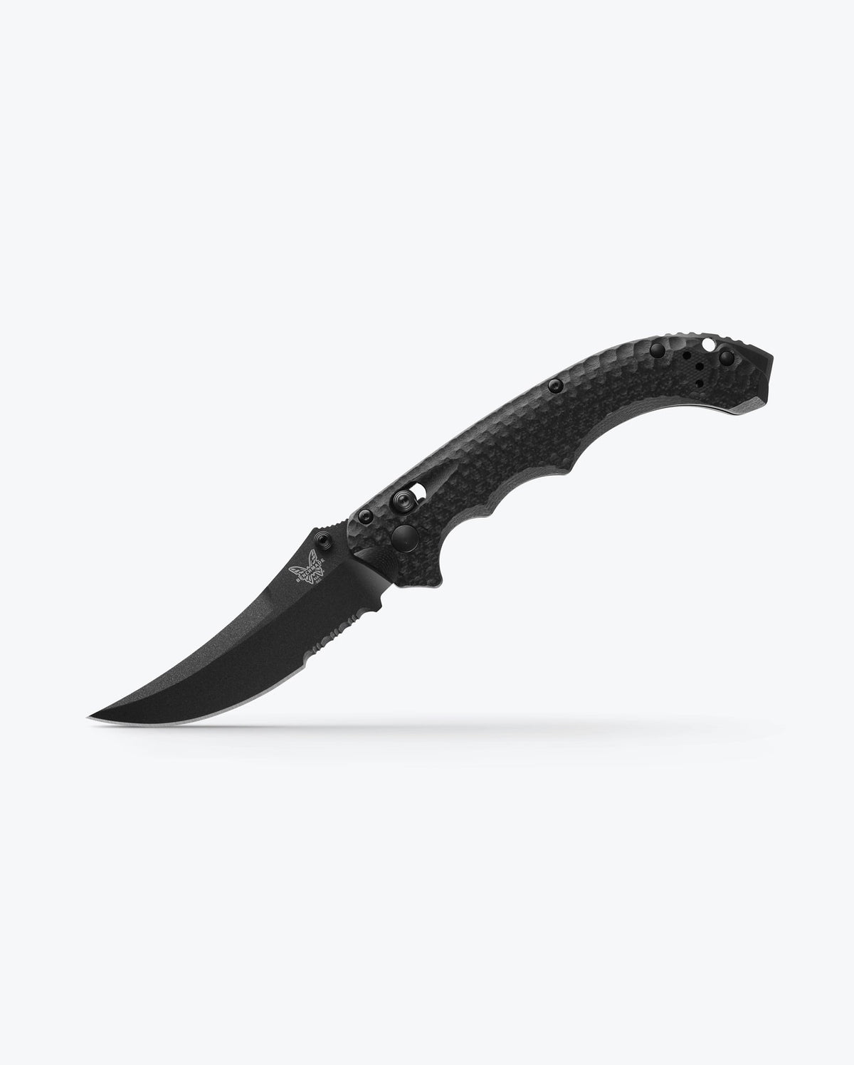 Benchmade Mini Bedlam Black Scimitar - Tactical Knife Angled Profile | Benchmade Knife Co.