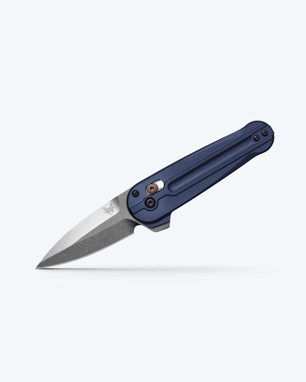 Lowden™ Crater Blue Aluminum EDC Knife - Angled Open View | Benchmade Knife Co.