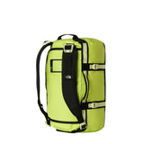 The North Face Base Camp Duffel Extra Small Fizz Lime/Lemon Mist/TNF Black - lifestyle shot showing versatile backpack and duffel carry options