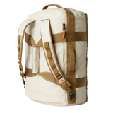 The North Face Base Camp Voyager Duffel 42L Desert Stone/Cedar/Desert Rust - back panel view showing stowable backpack straps and water-resistant ID window