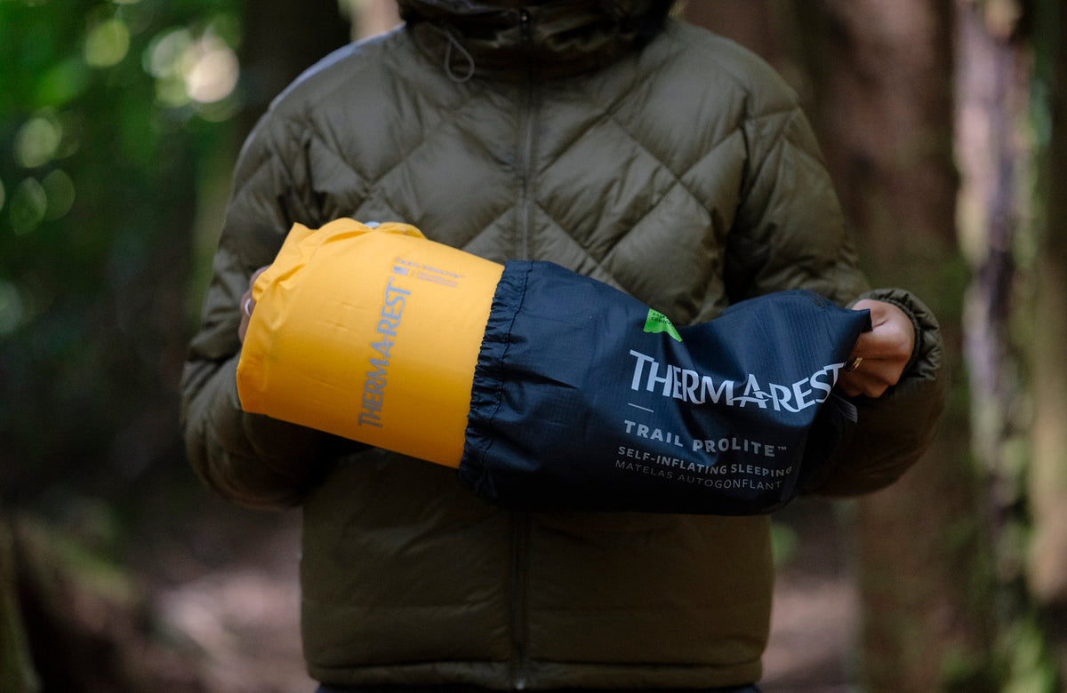 Therm-a-Rest Trail ProLite Sleeping Pad in Mango, in use