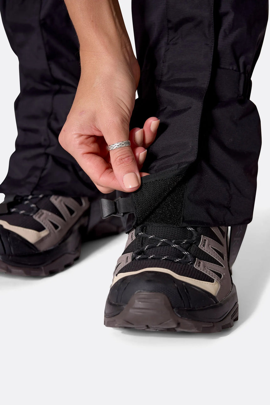 Rab Trek Gaiter in Black - worn, underfoot strap detail