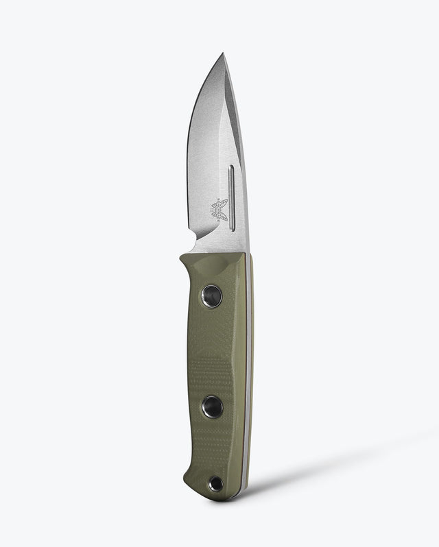 Benchmade Mini Bushcrafter 165-1 OD Green, upright view