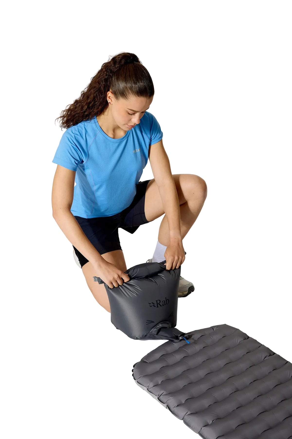 Rab Ultrasphere 1.5 Sleeping Mat in Dark Pewter - pump sack, worn