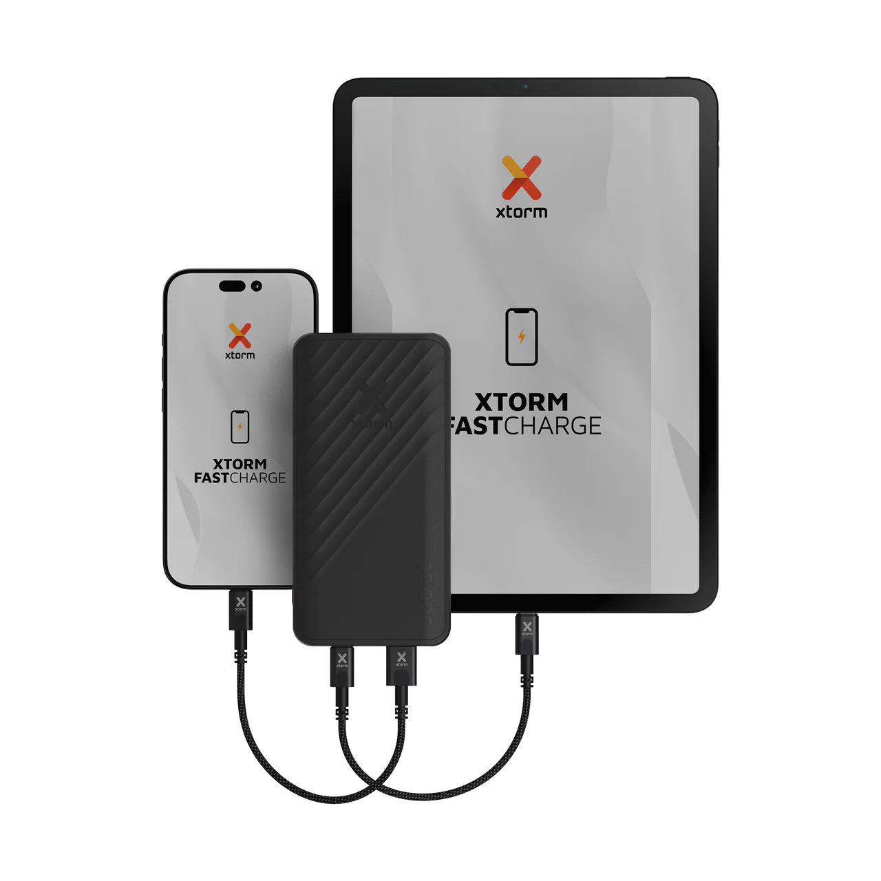 Xtorm Go2 20000mAh portable power bank in black with USB-A and USB-C ports
