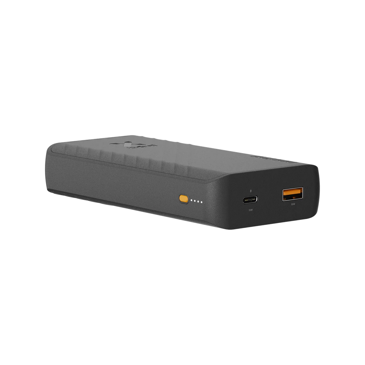 Compact Xtorm Go2 power bank held in hand showing slim portable design