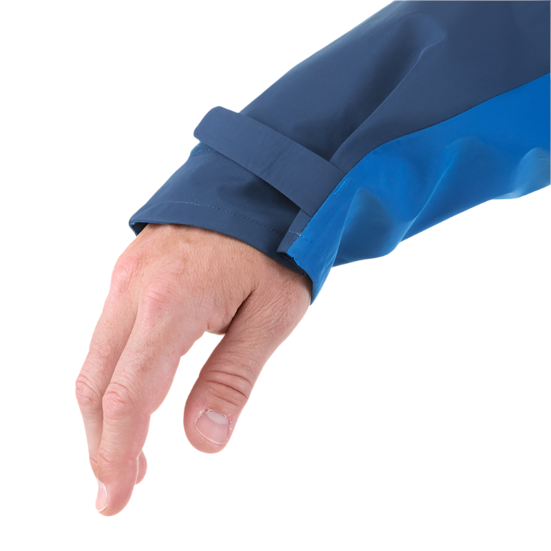 Mountain Equipment Makalu GORE-TEX Jacket in Medieval/Dark Ocean - Close-Up of Adjustable Laminated Cuffs