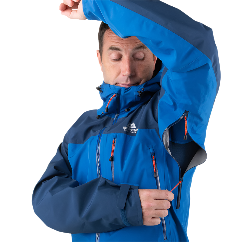 Mountain Equipment Makalu GORE-TEX Jacket in Medieval/Dark Ocean - Close-Up of 2-Way YKK WR Underarm Pit Zip Ventilation
