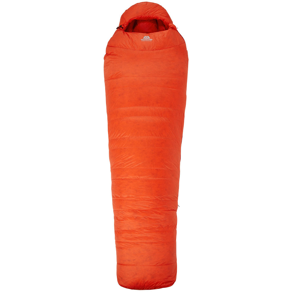 Mountain Equipment Xeros Sleeping Bag in Cardinal Orange - Upright
