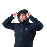 Mountain Equipment Odyssey Waterproof Jacket Outdoor Action Medieval Blue- Hood