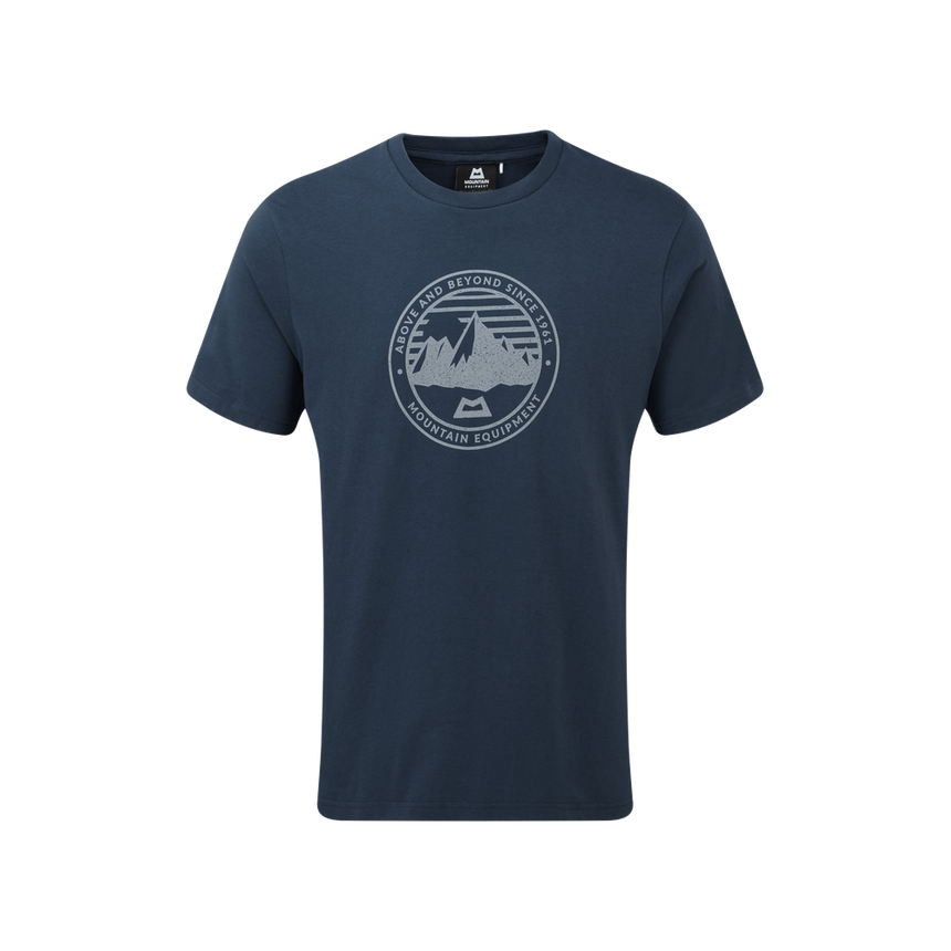 Mountain Equipment Roundel Men's Tee Outdoor Action Denim Blue- Front