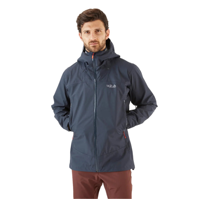 Rab Men's Arc Eco Waterproof Jacket in Beluga - Front Worn