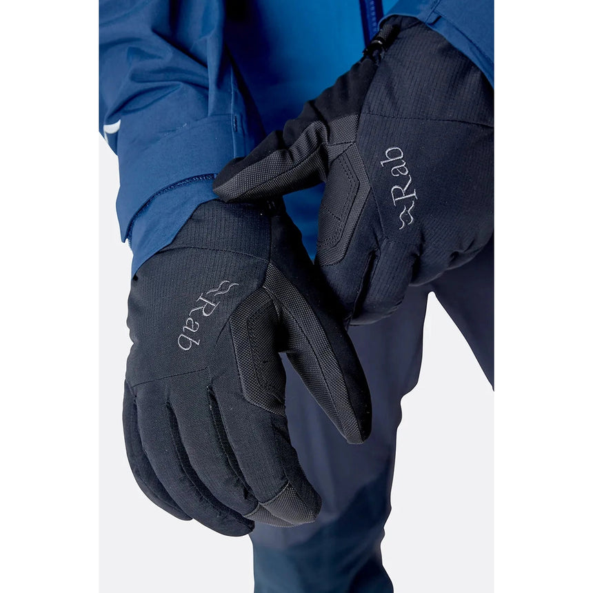 Rab Men's Storm Waterproof Gloves in Black - worn, cuff adjustment detail