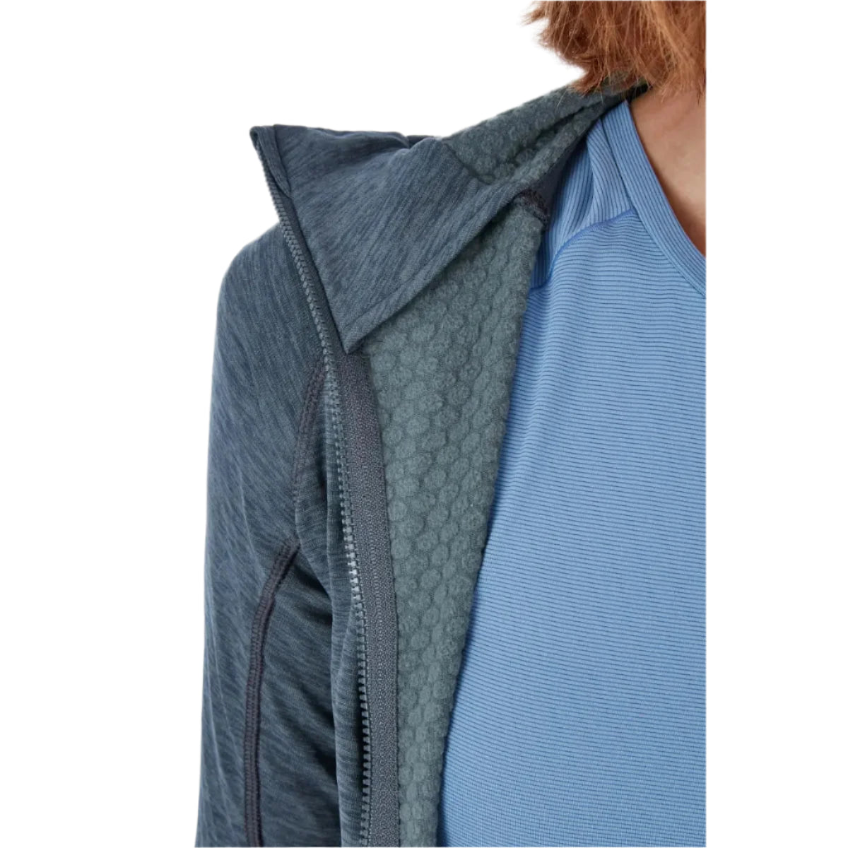 Rab Women's Nexus Jacket in Steel (Reference) - Collar and Zip Detail