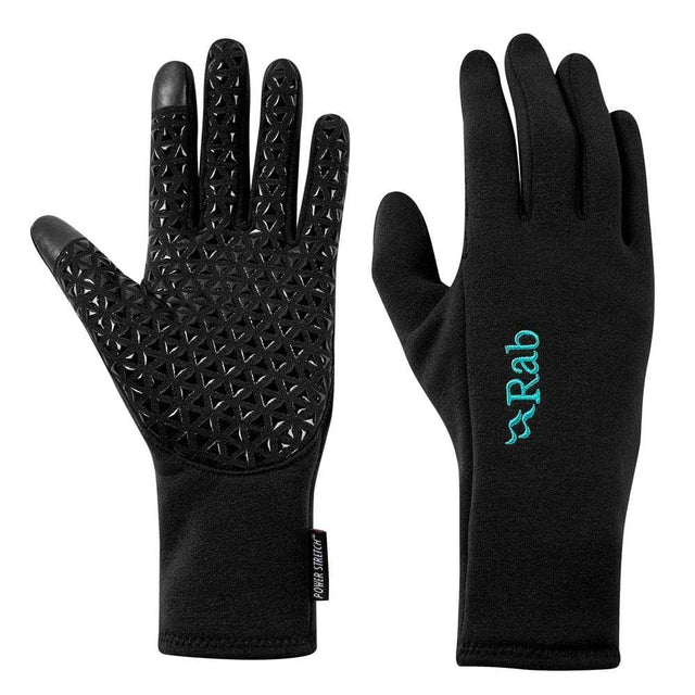 Rab Women's Power Stretch Contact Grip Gloves in Black - Pair