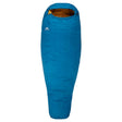 Mountain Equipment Nova III Women's Sleeping Bag in Ink/Pumpkin Spice - product preview showing Polarloft synthetic insulation and Mountain Fit construction