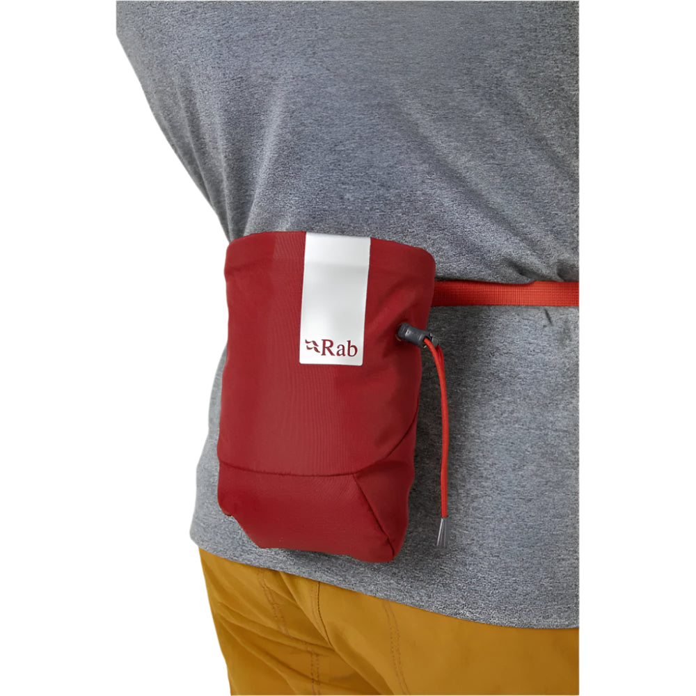 Rab Chalk Bag in Oxblood Red (Reference) - worn, side