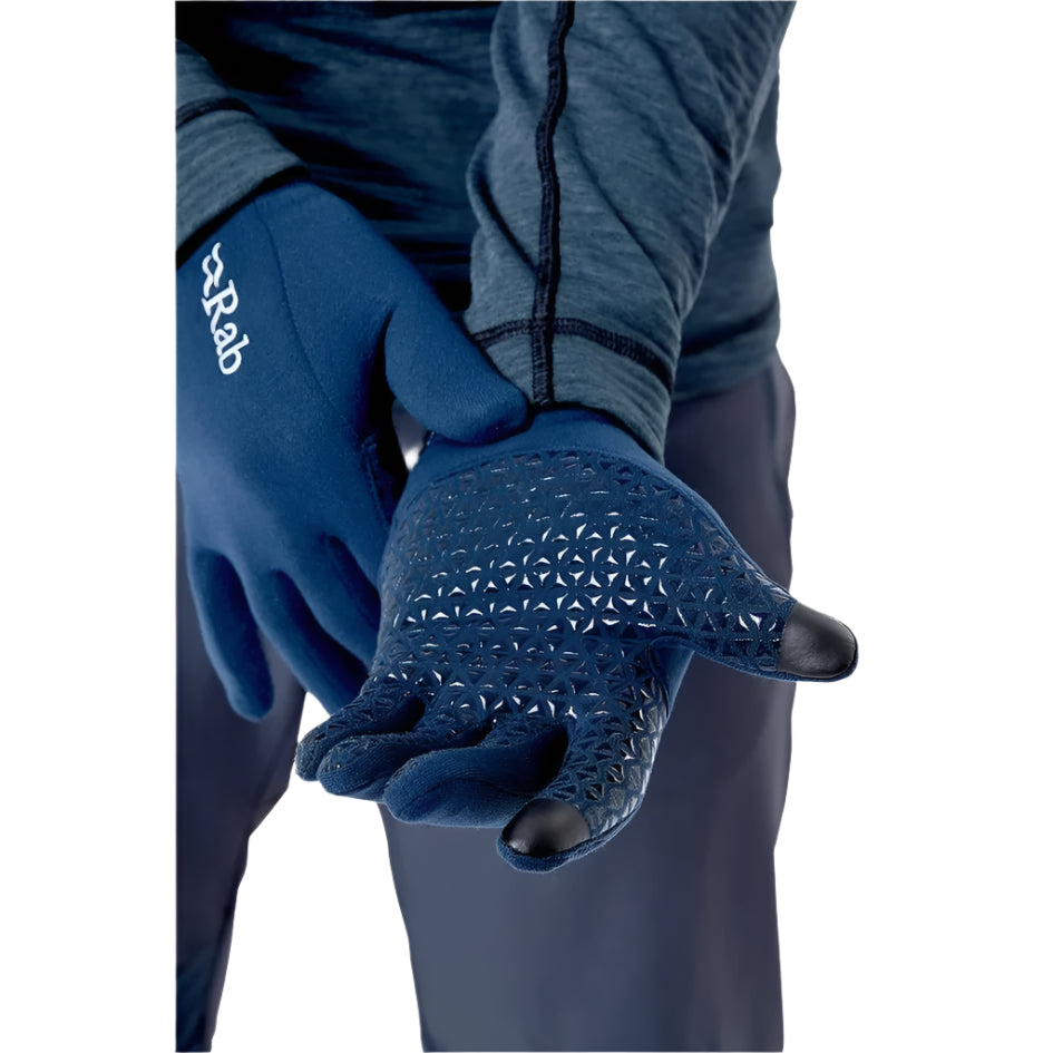 Rab Power Stretch Contact Grip Glove in Deep Ink (Reference) - Worn